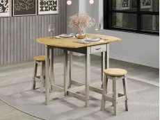 Core Core Corona Grey and Waxed Pine Oval Drop leaf Dining Table & 2 Stool Set