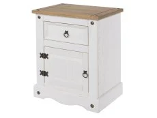 Core Products Core Corona White Wax 1 Door 1 Drawer Bedside Table