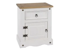 Core Products Core Corona White Wax 1 Door 1 Drawer Bedside Table