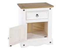 Core Products Core Corona White Wax 1 Door 1 Drawer Bedside Table