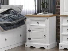 Core Core Corona White Wax 1 Door 1 Drawer Bedside Table