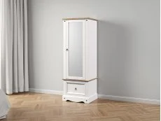 Core Products Core Corona White Wax Mirrored Door Wardrobe