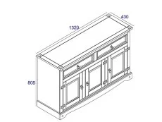 Core Core Corona White Wax 3 door 2 Drawer Sideboard