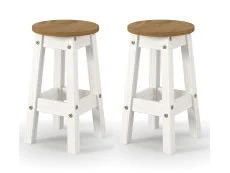 Core Core Corona White Wooden Set of 2 Low Dining Stools