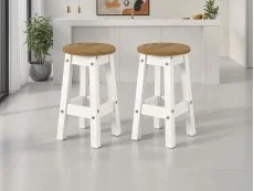 Core Core Corona White Wooden Set of 2 Low Dining Stools
