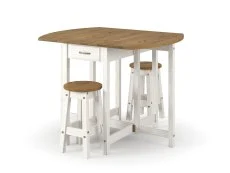 Core Core Corona White Oval Breakfast Drop Leaf Table and 2 Stools Set