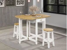 Core Core Corona White Oval Breakfast Drop Leaf Table and 2 Stools Set