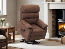 TGC TGC Lewis Single Motor Brown Air Faux Leather Riser Recliner Chair
