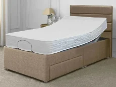 Willow & Eve Clearance - Willow & Eve Coolmax Electric Adjustable 4ft6 Double Bed Suede Natural With 2 Drawers