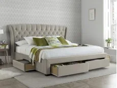 Bedmaster Bedmaster Newton 4ft6 Double Stone Fabric 4 Drawer Bed Frame