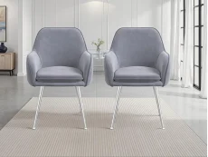 LPD LPD Tara Set of 2 Grey Velvet Dining Chairs