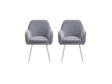 LPD LPD Tara Set of 2 Grey Velvet Dining Chairs