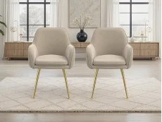 LPD LPD Tara Set of 2 Fawn Velvet Dining Chairs