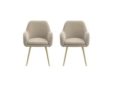 LPD LPD Tara Set of 2 Fawn Velvet Dining Chairs