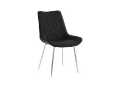 TGC TGC Alice Set of 2 Black Velvet Fabric Dining Chairs with Silver Legs