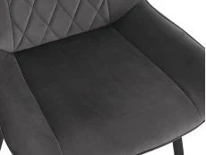 TGC TGC Alice Set of 2 Grey Fabric Dining Chairs with Black Legs