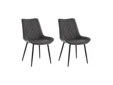 TGC TGC Alice Set of 2 Grey Fabric Dining Chairs with Black Legs