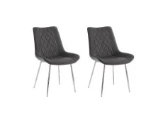 TGC TGC Alice Set of 2 Grey Fabric Dining Chairs with Silver Legs
