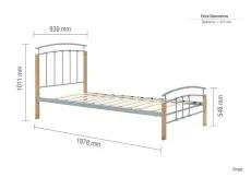 Clearance - Birlea Tetras 3ft Single Silver and Beech Metal Bed Frame
