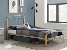 Birlea Furniture & Beds Clearance - Birlea Tetras 3ft Single Silver and Beech Metal Bed Frame