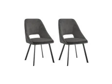 TGC TGC Bella Set of 2 Grey Velvet Dining Chairs