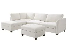 TGC TGC Brittany Cream Chenille Fabric Left Hand Corner Sofa with Footstool