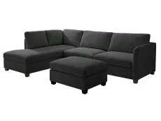 TGC TGC Brittany Dark Grey Chenille Fabric Left Hand Corner Sofa with Footstool