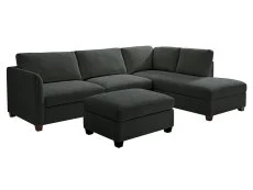 TGC TGC Brittany Dark Grey Chenille Fabric Right Hand Corner Sofa with Footstool