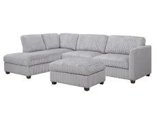 TGC TGC Brittany Grey Cord Fabric Left Hand Corner Sofa with Footstool