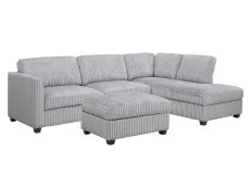 TGC TGC Brittany Grey Cord Fabric Right Hand Corner Sofa with Footstool