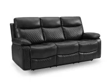 TGC TGC Cameron Black Faux Leather 3 Seater Manual Recliner Sofa