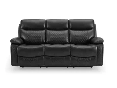 TGC TGC Cameron Black Faux Leather 3 Seater Manual Recliner Sofa