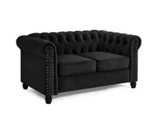 TGC TGC Chester Black Velvet Fabric 2 Seater Sofa
