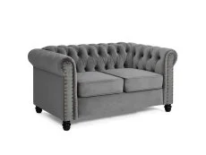 TGC TGC Chester Grey Velvet Fabric 2 Seater Sofa