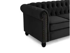 TGC TGC Chester Black Velvet Fabric 3 Seater Sofa