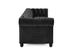 TGC TGC Chester Black Velvet Fabric 3 Seater Sofa