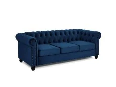 TGC TGC Chester Blue Velvet Fabric 3 Seater Sofa