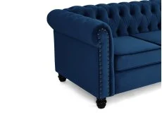 TGC TGC Chester Blue Velvet Fabric 3 Seater Sofa