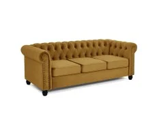 TGC TGC Chester Gold Velvet Fabric 3 Seater Sofa