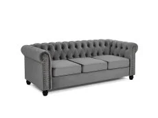 TGC TGC Chester Grey Velvet Fabric 3 Seater Sofa