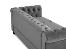 TGC TGC Chester Grey Velvet Fabric 3 Seater Sofa