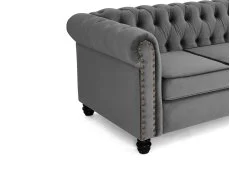 TGC TGC Chester Grey Velvet Fabric 3 Seater Sofa