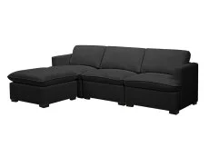 TGC TGC Coleen Black Boucle Fabric 3 Seater Sofa with Footstool