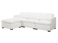 TGC TGC Coleen White Boucle Fabric 3 Seater Sofa with Footstool