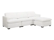 TGC TGC Coleen White Boucle Fabric 3 Seater Sofa with Footstool