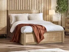 Julian Bowen Clearance - Julian Bowen Padstow 4ft6 Double Rattan and Oak Wooden Ottoman Bed Frame