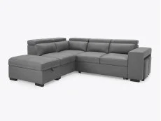 TGC Crimson Grey Left Hand Faux Leather Corner Sofa with Storage