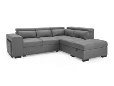 TGC TGC Crimson Grey Right Hand Faux Leather Corner Sofa with Storage