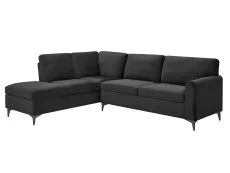 TGC TGC Elise Black Velvet Fabric Left Hand Corner Sofa