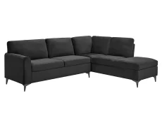 TGC TGC Elise Black Velvet Fabric Right Hand Corner Sofa